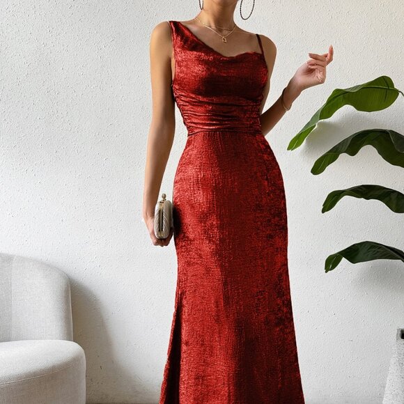 Asymmetric Neck Sleeveless Midi Dress - Picture 1 of 10